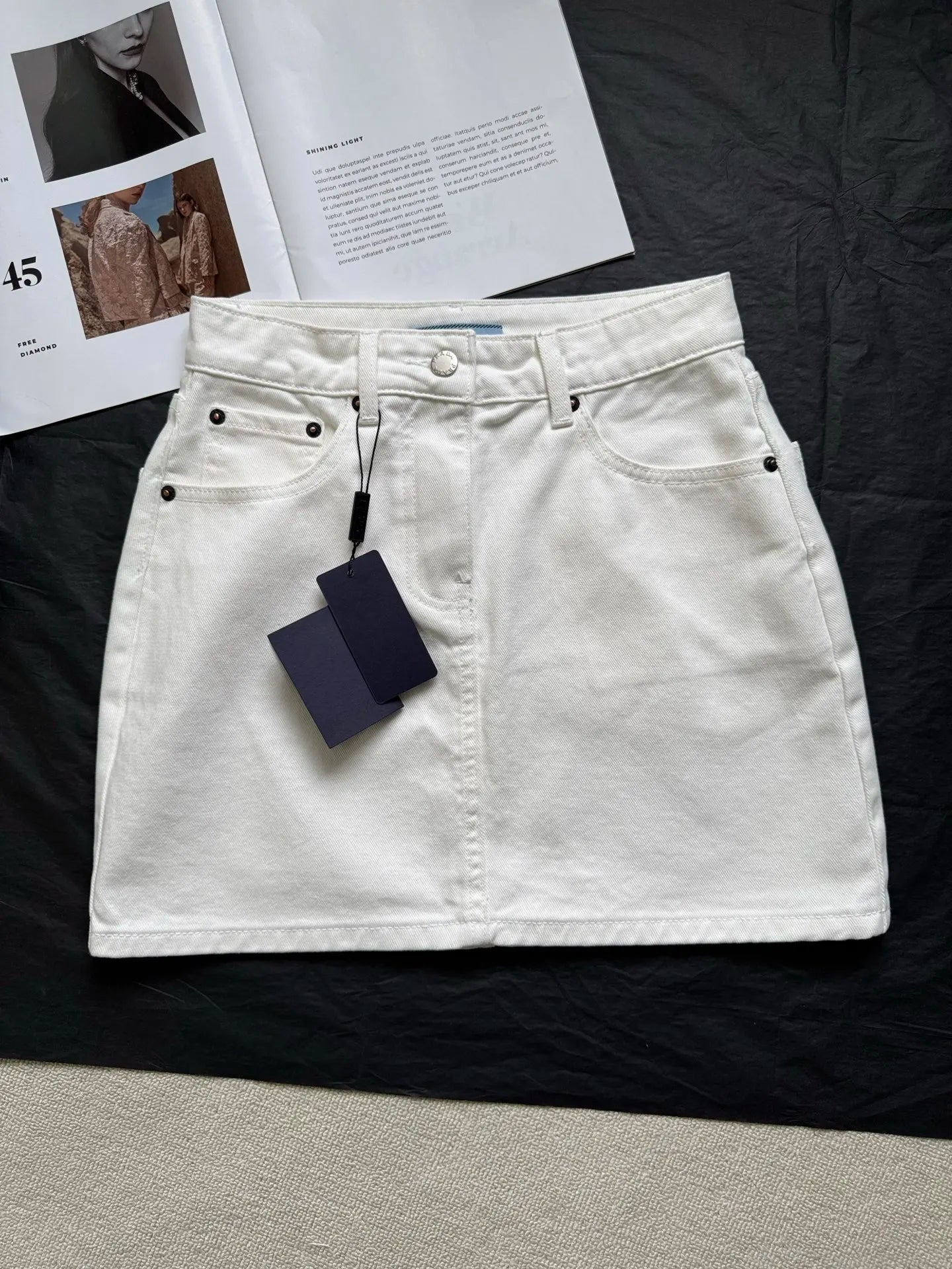 Spring and Summer Functional Decorative Simple Denim Short Skirt for Women