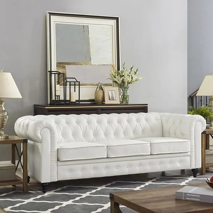 Chesterfield Sofa Set, Modern Double Leather Sofa Collection