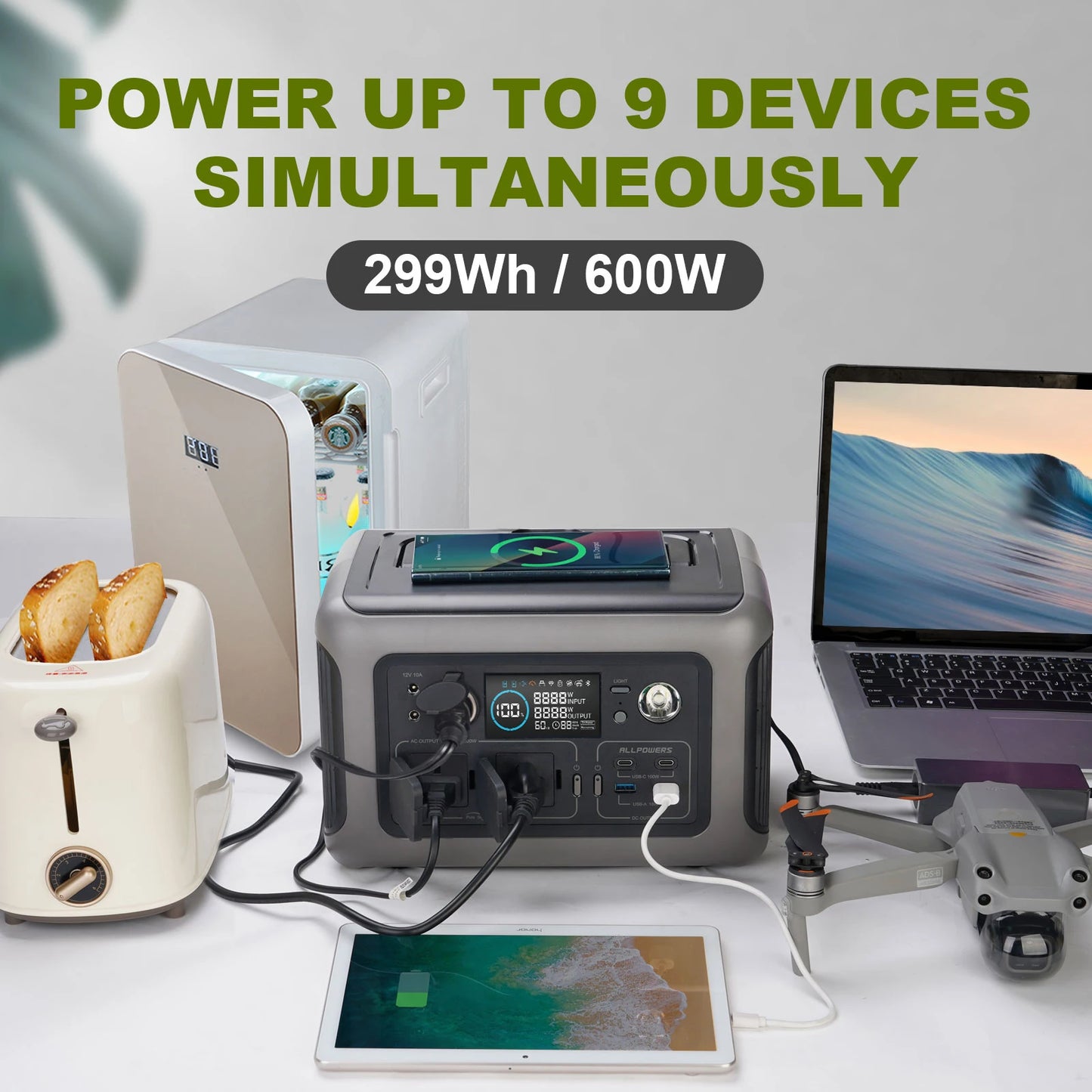 Portable Power Station R600 299Wh LiFePO4 Charger Set with Display Screen CE FCC RoHS UL Certified