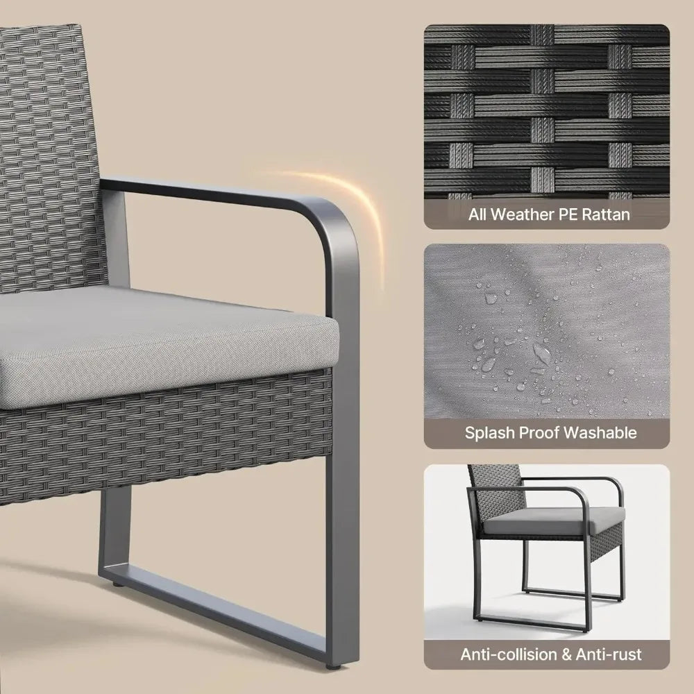 3 Pieces Patio Set Outdoor Wicker Furniture Sets