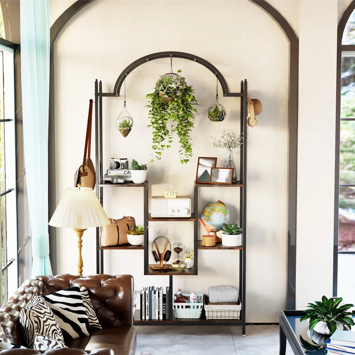 5-Tier Tall Indoor Plant Stand, 74.8'' Arched Metal Flower Shelf
