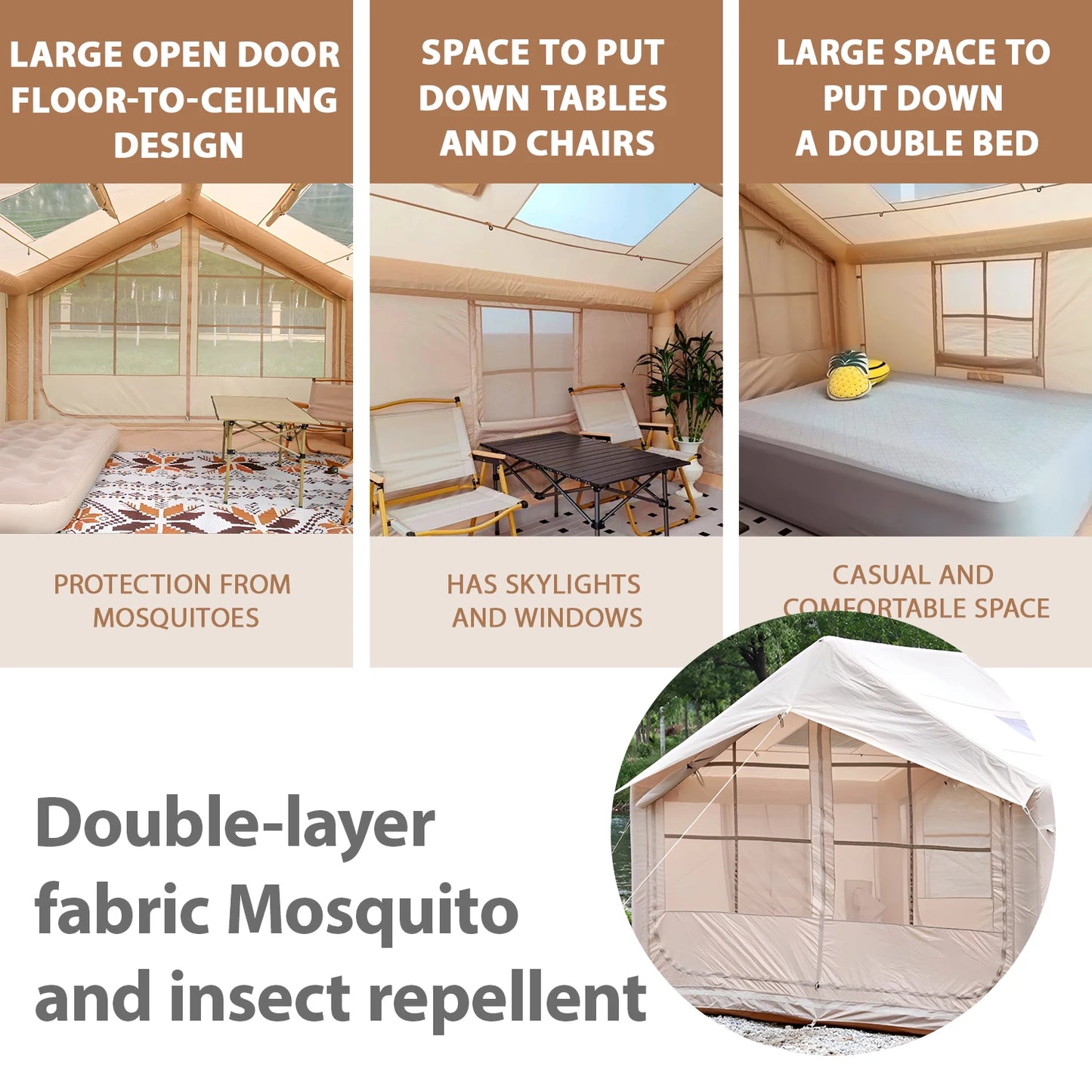 Inflatable Tent for Camping - 6-8 Person Quick Setup Tent