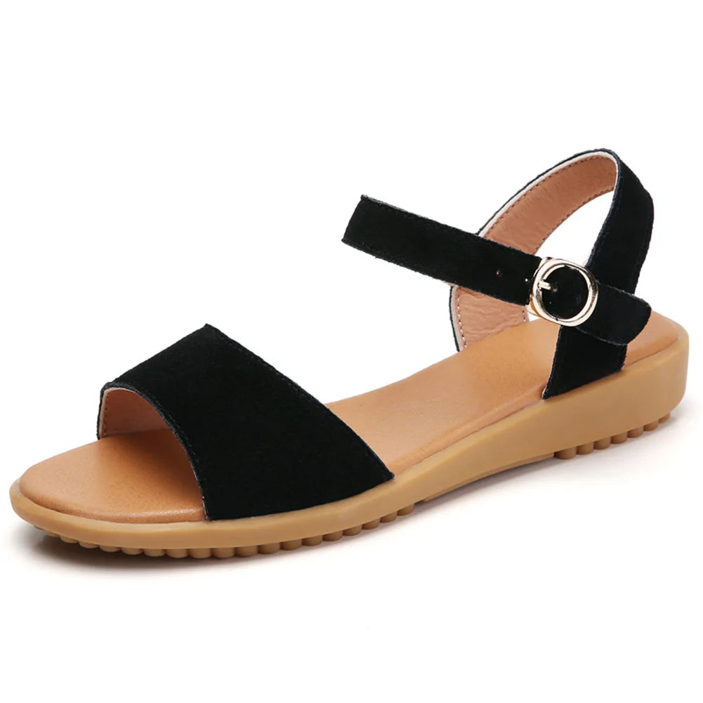 Women Fashion Flat Sandals Ankle Strap Buckle Casual Walking Sandals Open Toe Comfy Summer Footwear