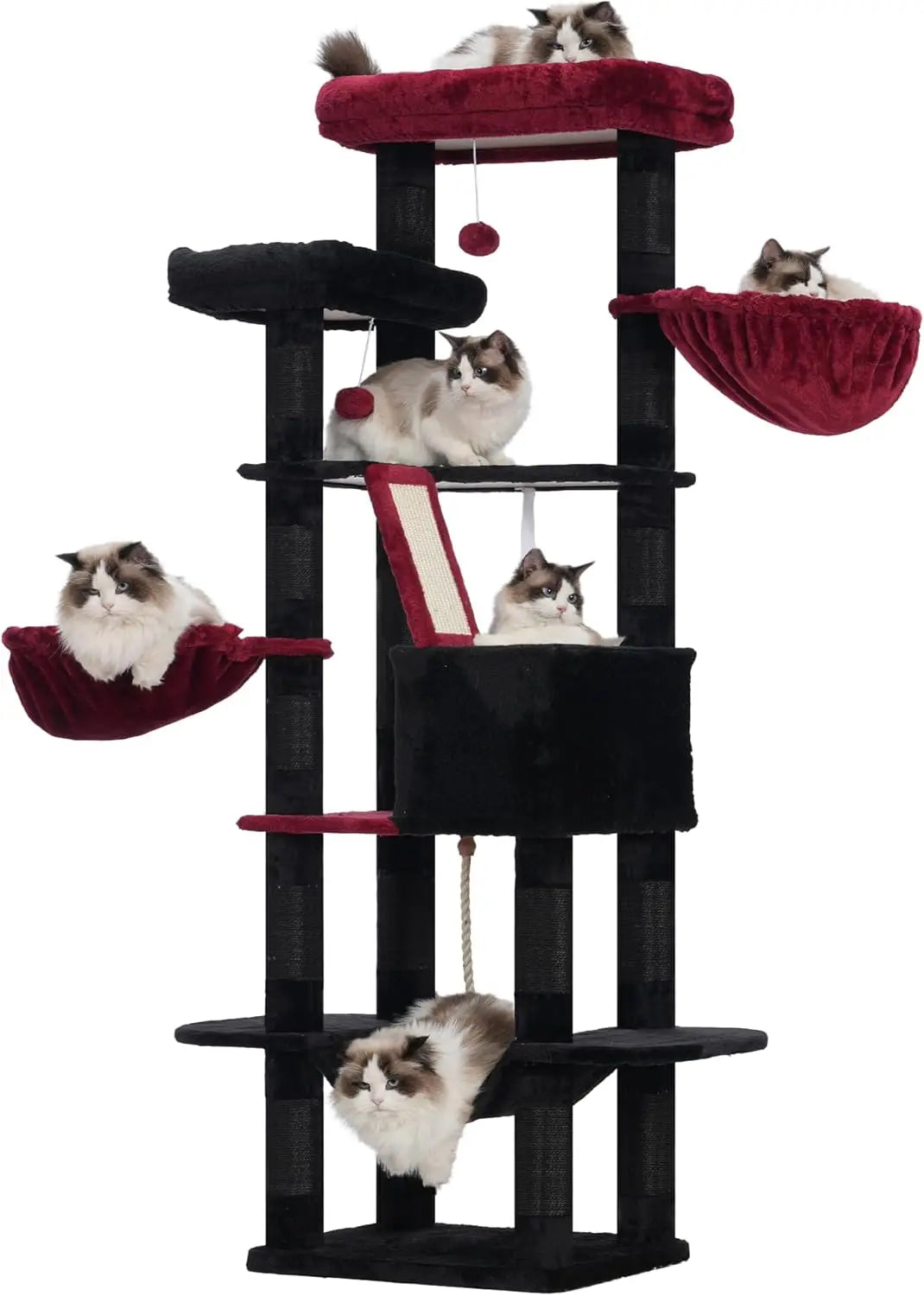 Cat Tree, 68 Inch Multi-Level Cat Tower for Indoor Cats