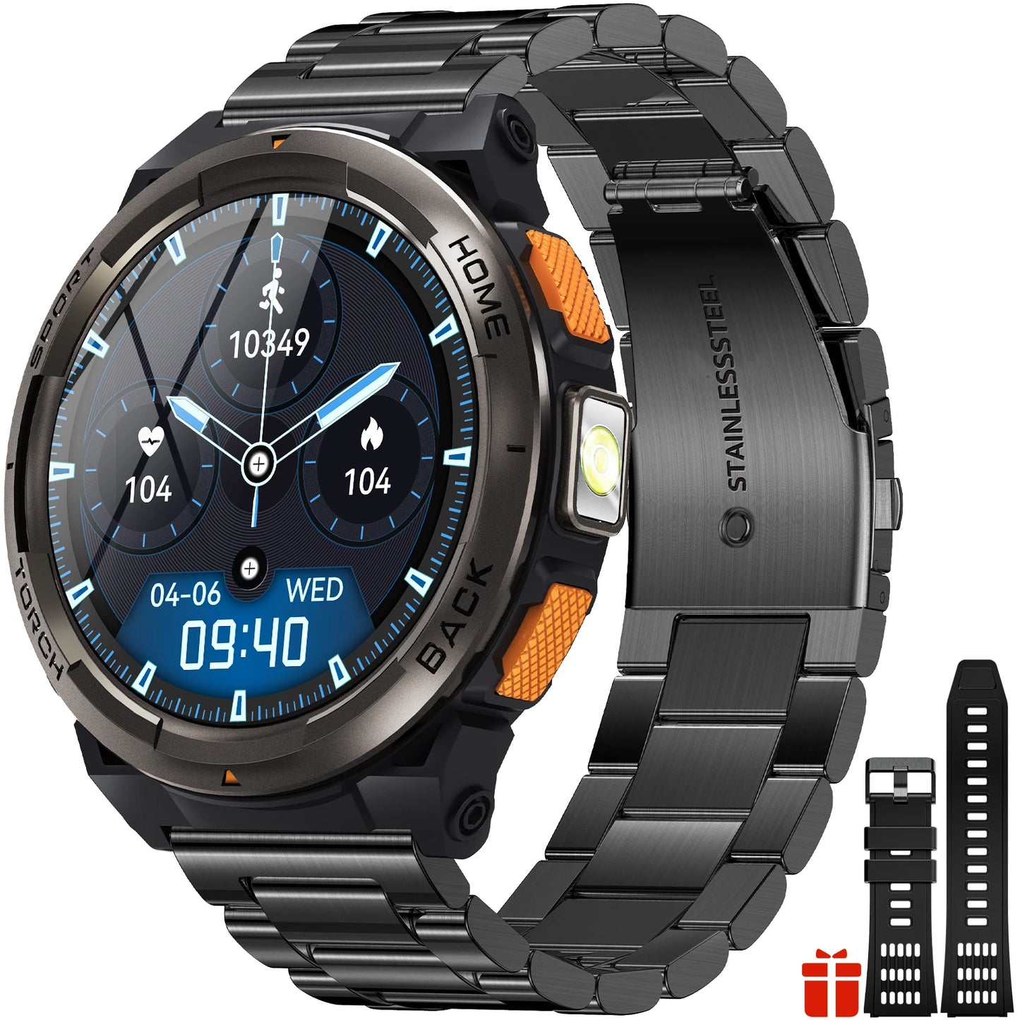 EIGIIS 1.45 Inch Smart Watch KE5 3ATM Waterproof Original Design with Activity Tracker and Leather Band