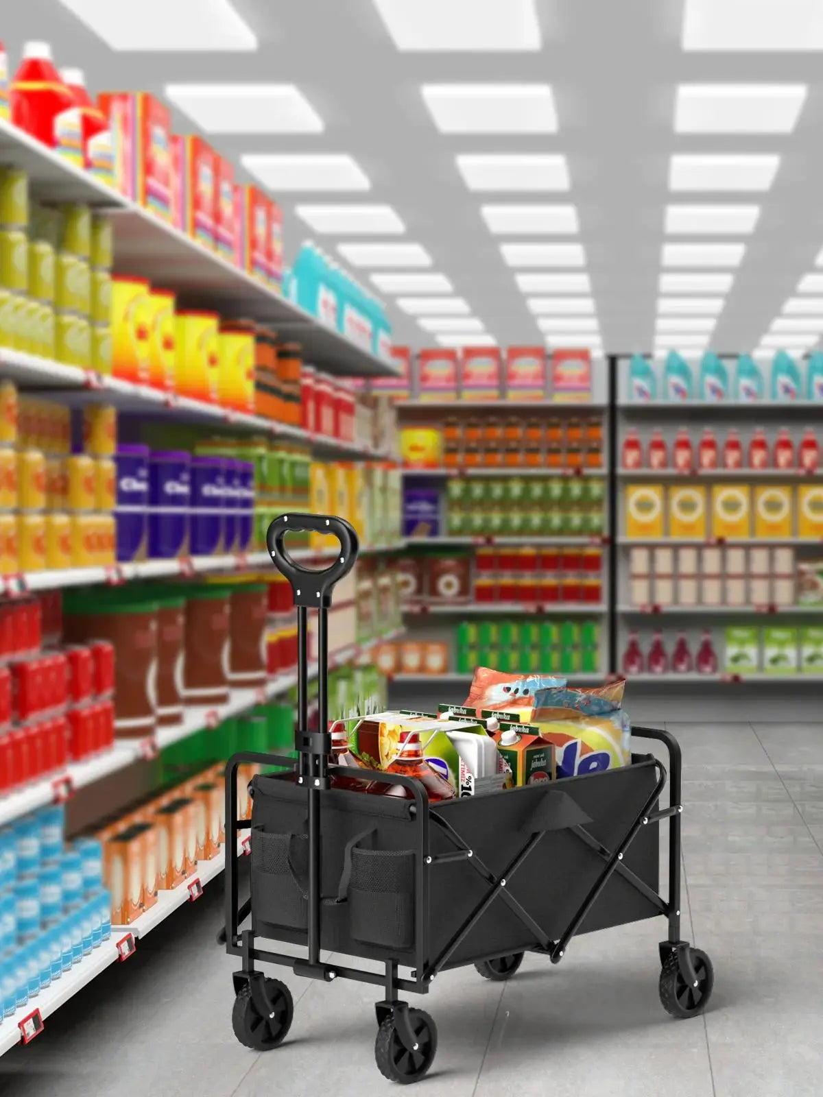 Foldable Handcart with Four Wheels for Easy Cargo Transportation