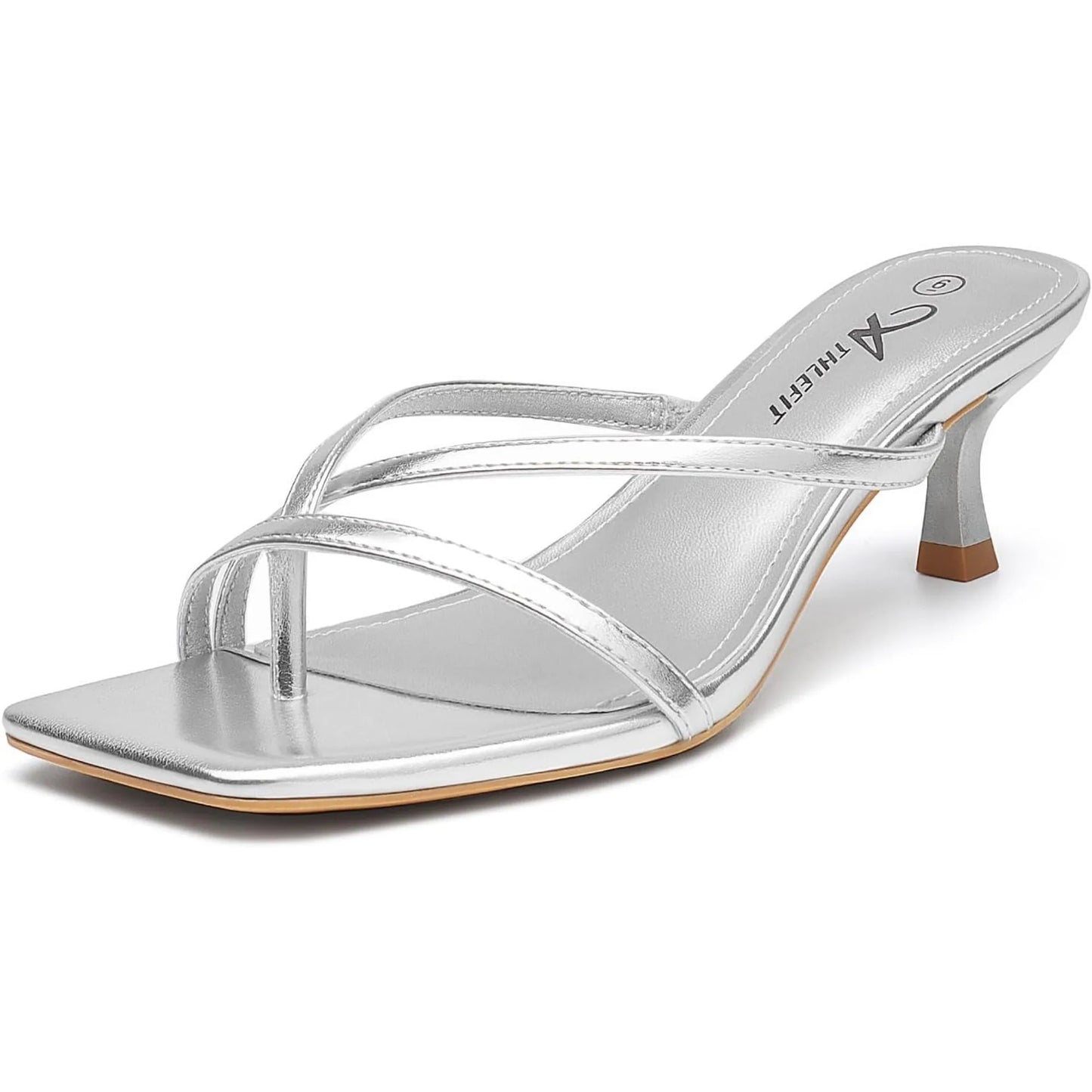 Women's Strappy Kitten Heels Flip Flops Square Open Toe Sandals