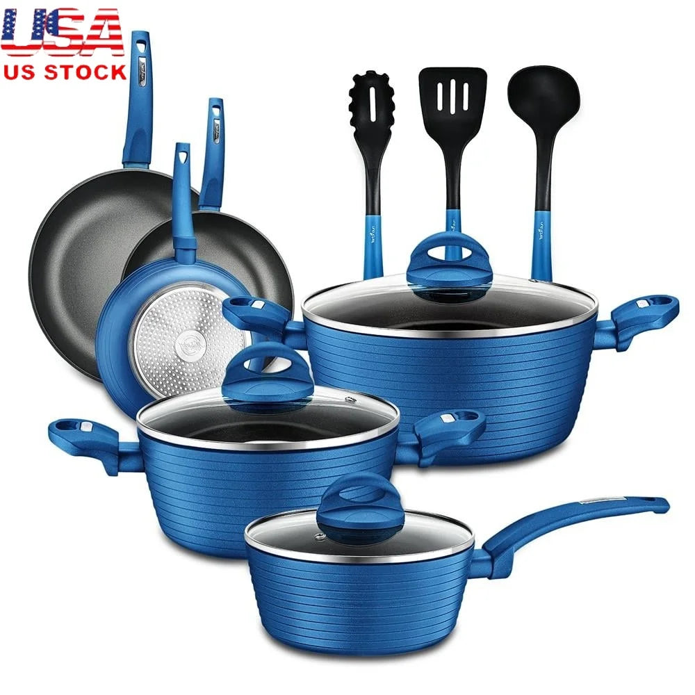 12pc Nonstick Cookware Set Cooking Pots Pans Kitchen Utensils Cookware Accessories Induction Compatible Heat Resistant Durable