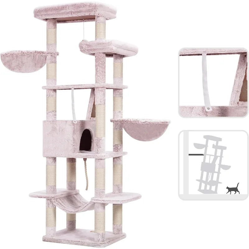 Cat Tree, 68 Inch Multi-Level Cat Tower for Indoor Cats