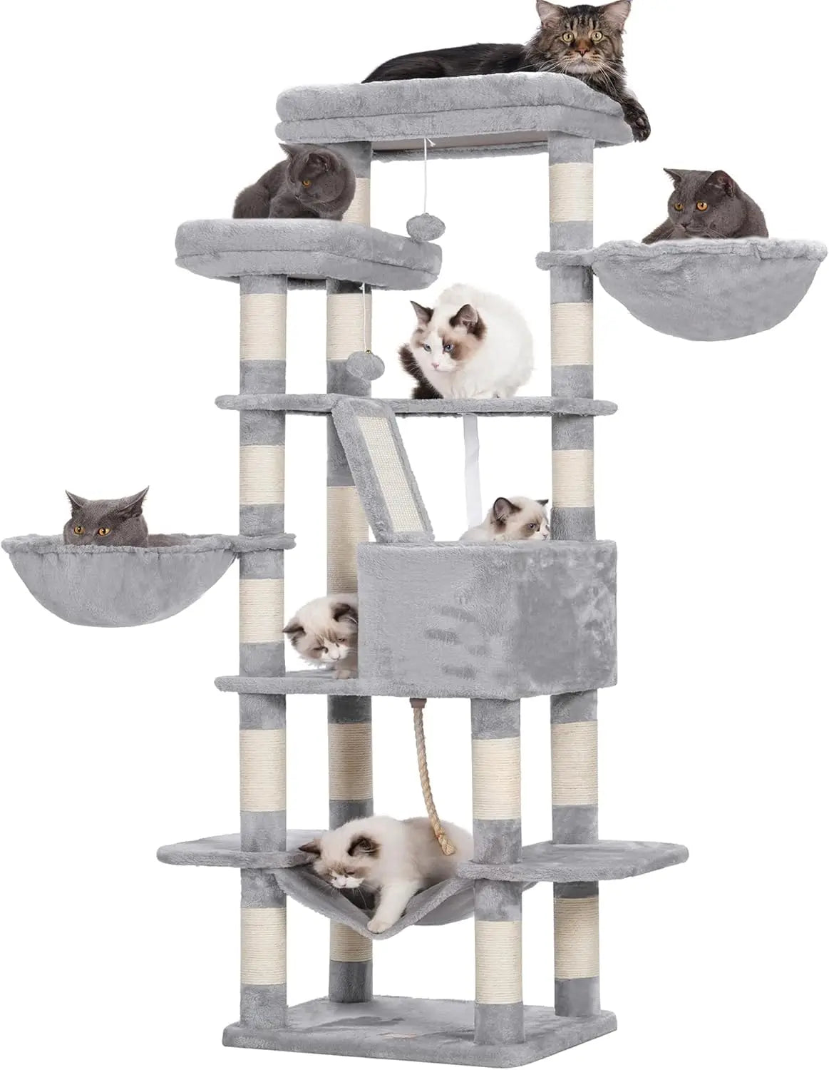 Cat Tree, 68 Inch Multi-Level Cat Tower for Indoor Cats