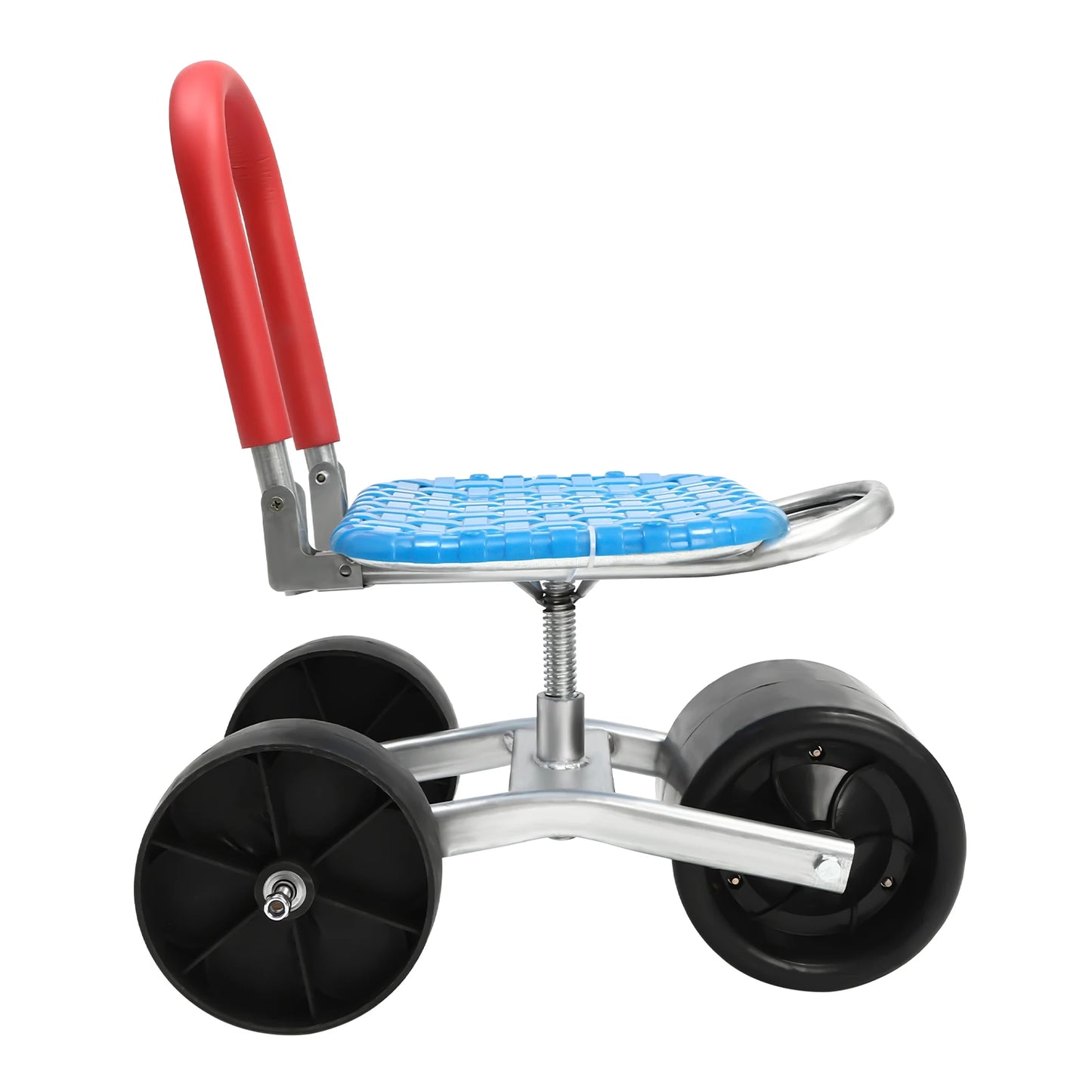 Garden Cart Rolling Stool with 3 Wheels Stable Workseat Outdoor Lawn Yard Patio Wagon Scooter Adjustable 360 Degree Swivel Seat