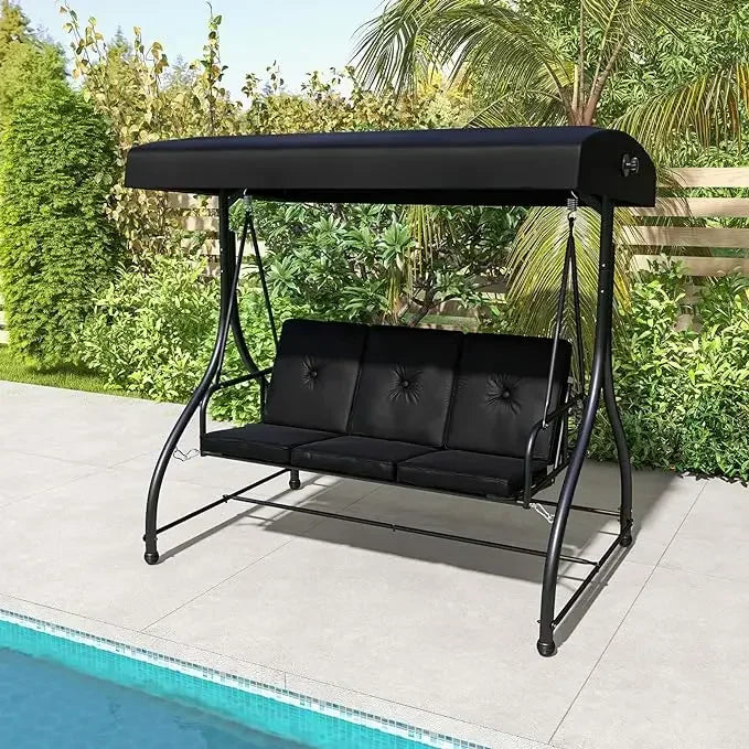 2-in-1 Convertible Patio Swing Bed with Removable Cushions