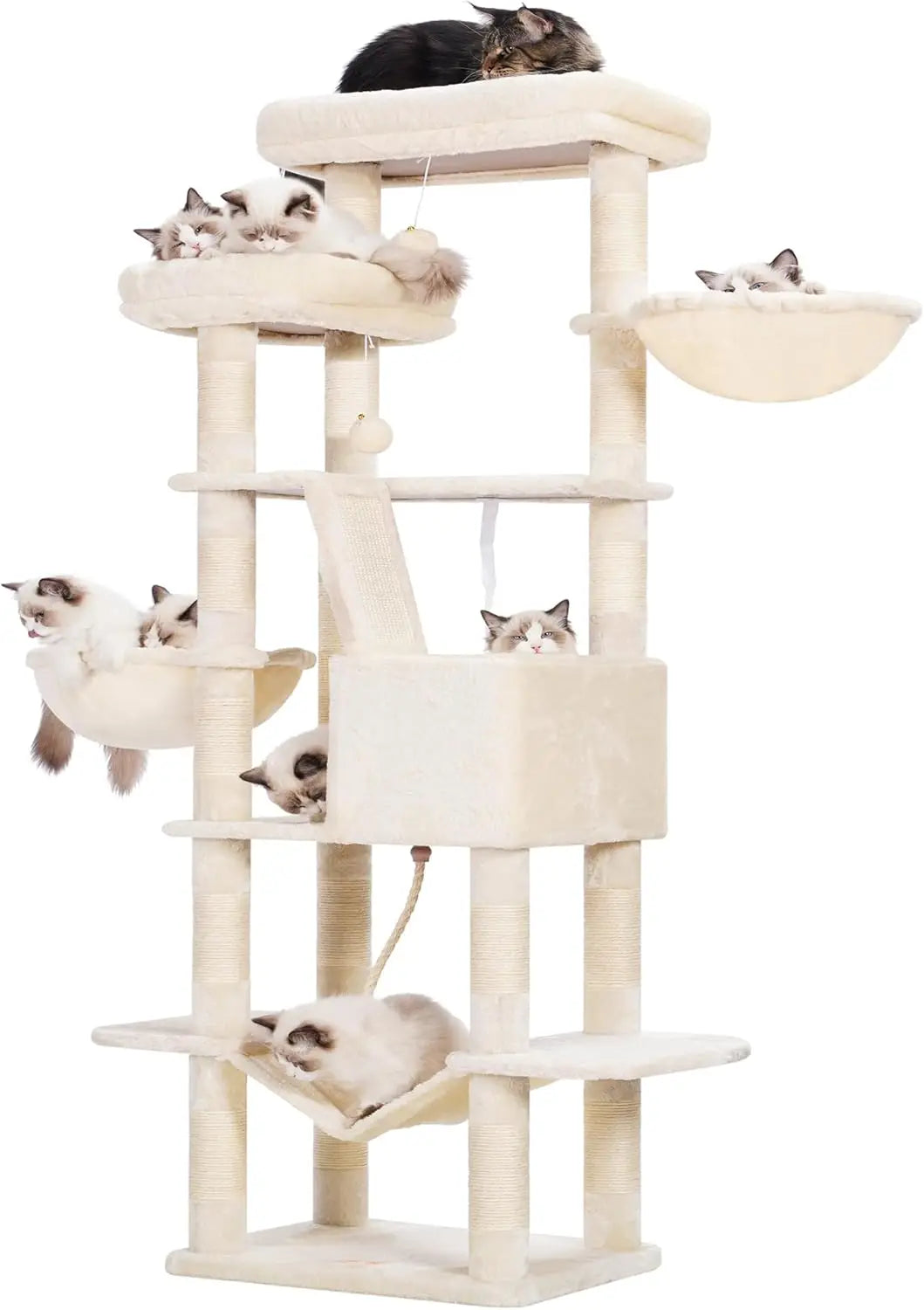 Cat Tree, 68 Inch Multi-Level Cat Tower for Indoor Cats