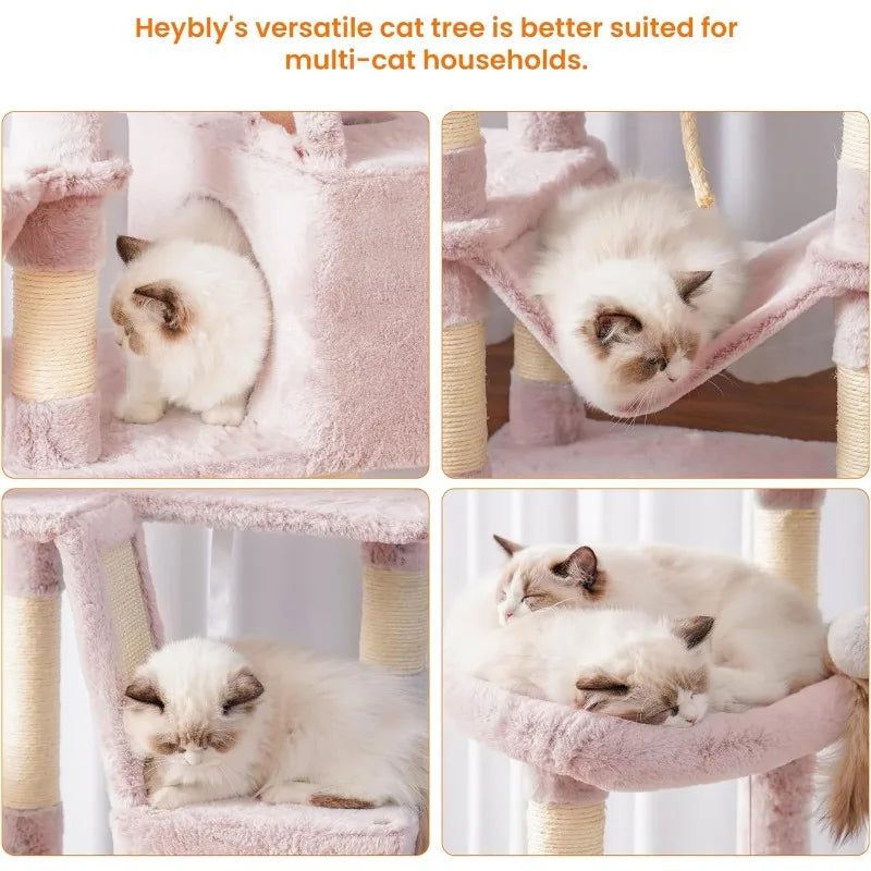 Cat Tree, 68 Inch Multi-Level Cat Tower for Indoor Cats