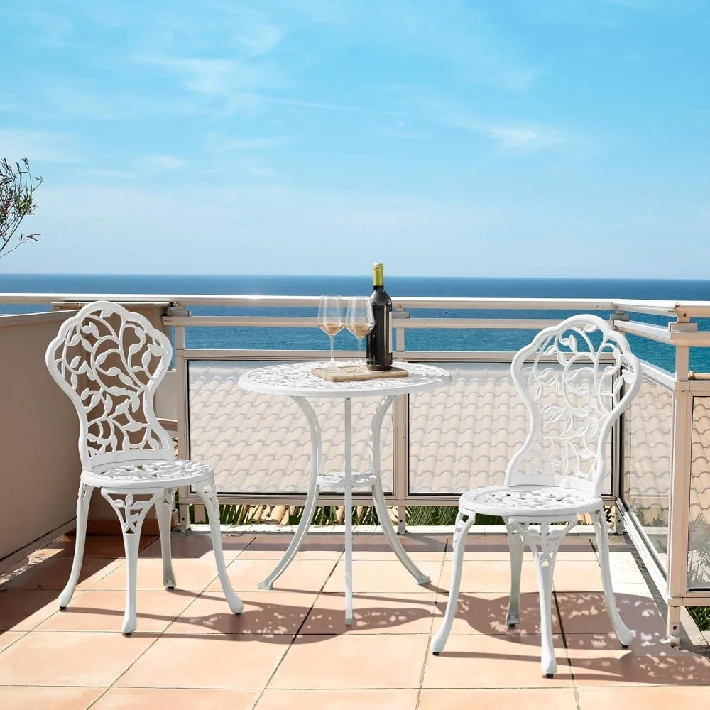 3-Piece Outdoor Bistro Set w/Leaf Design,