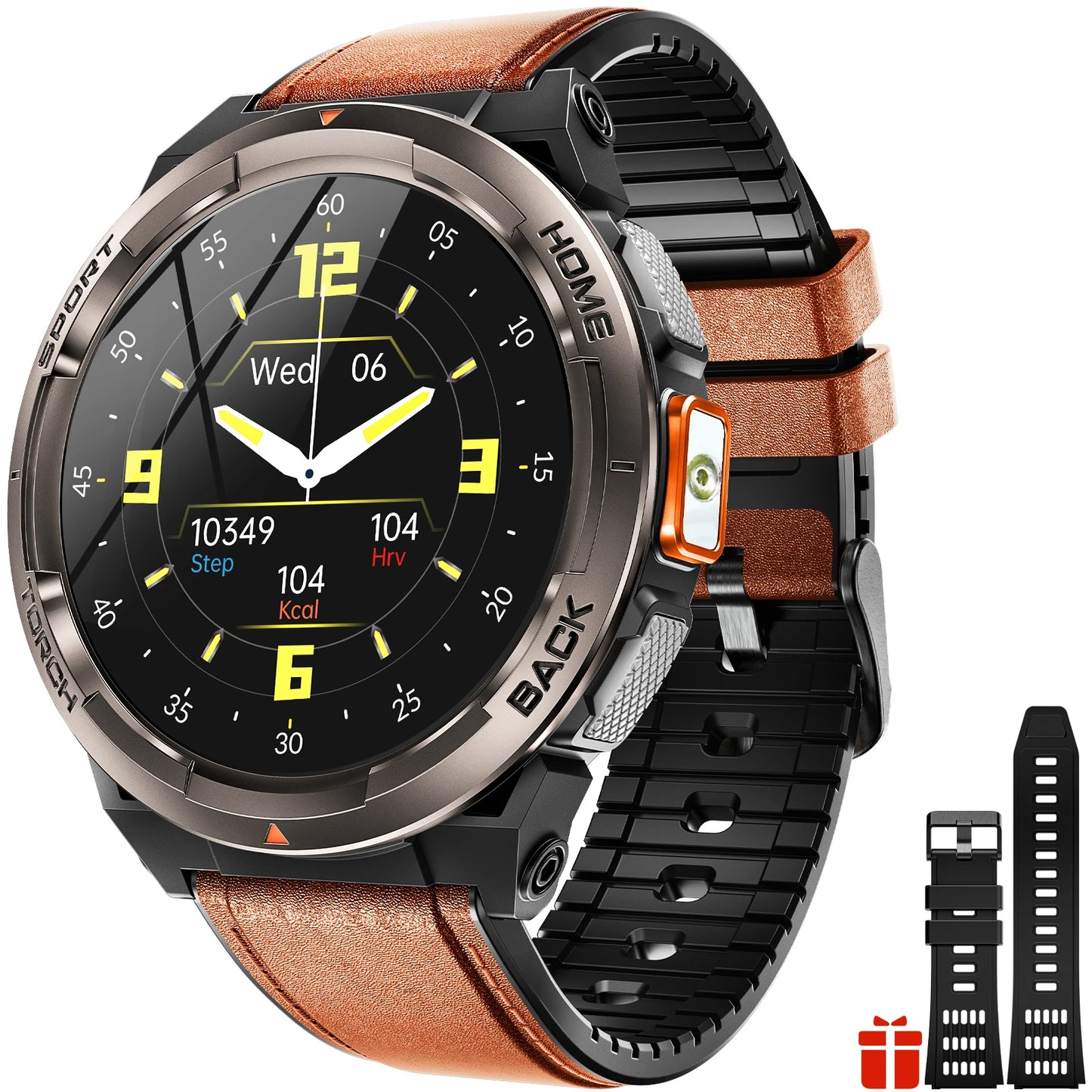 EIGIIS 1.45 Inch Smart Watch KE5 3ATM Waterproof Original Design with Activity Tracker and Leather Band