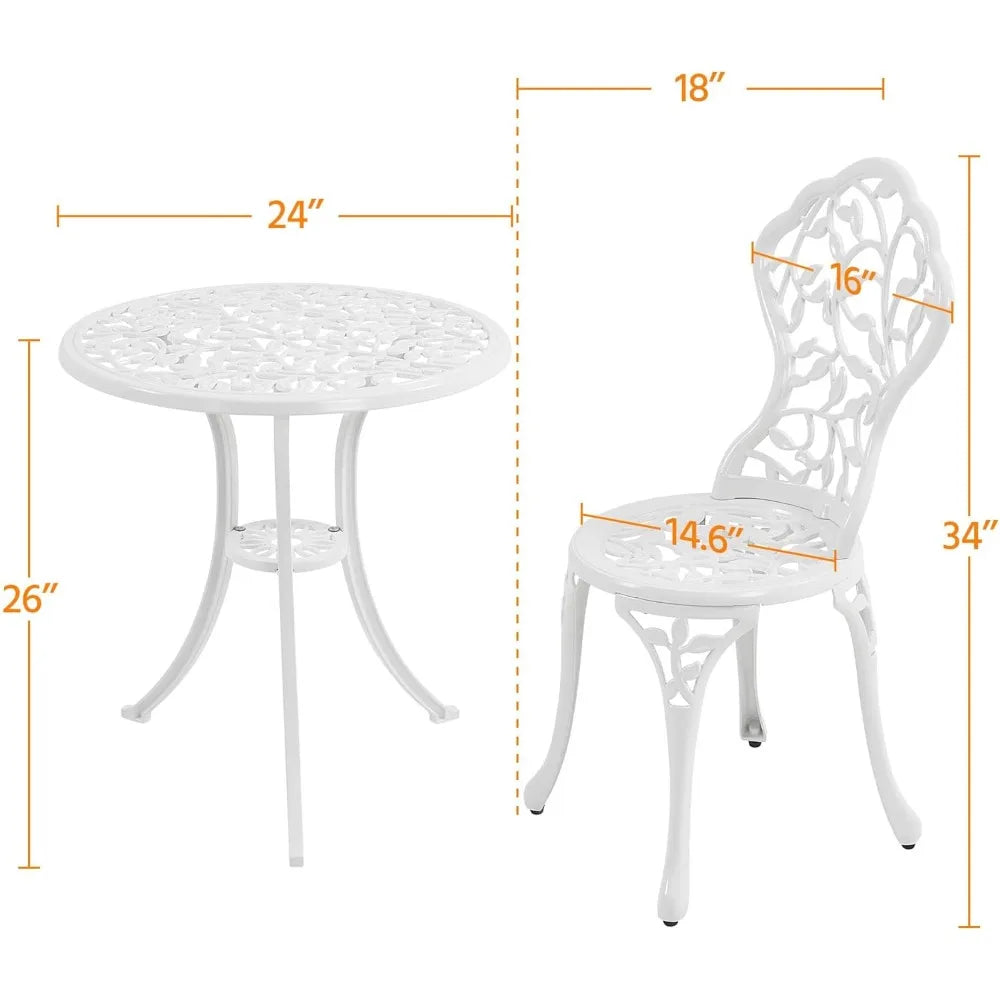 3-Piece Outdoor Bistro Set w/Leaf Design,