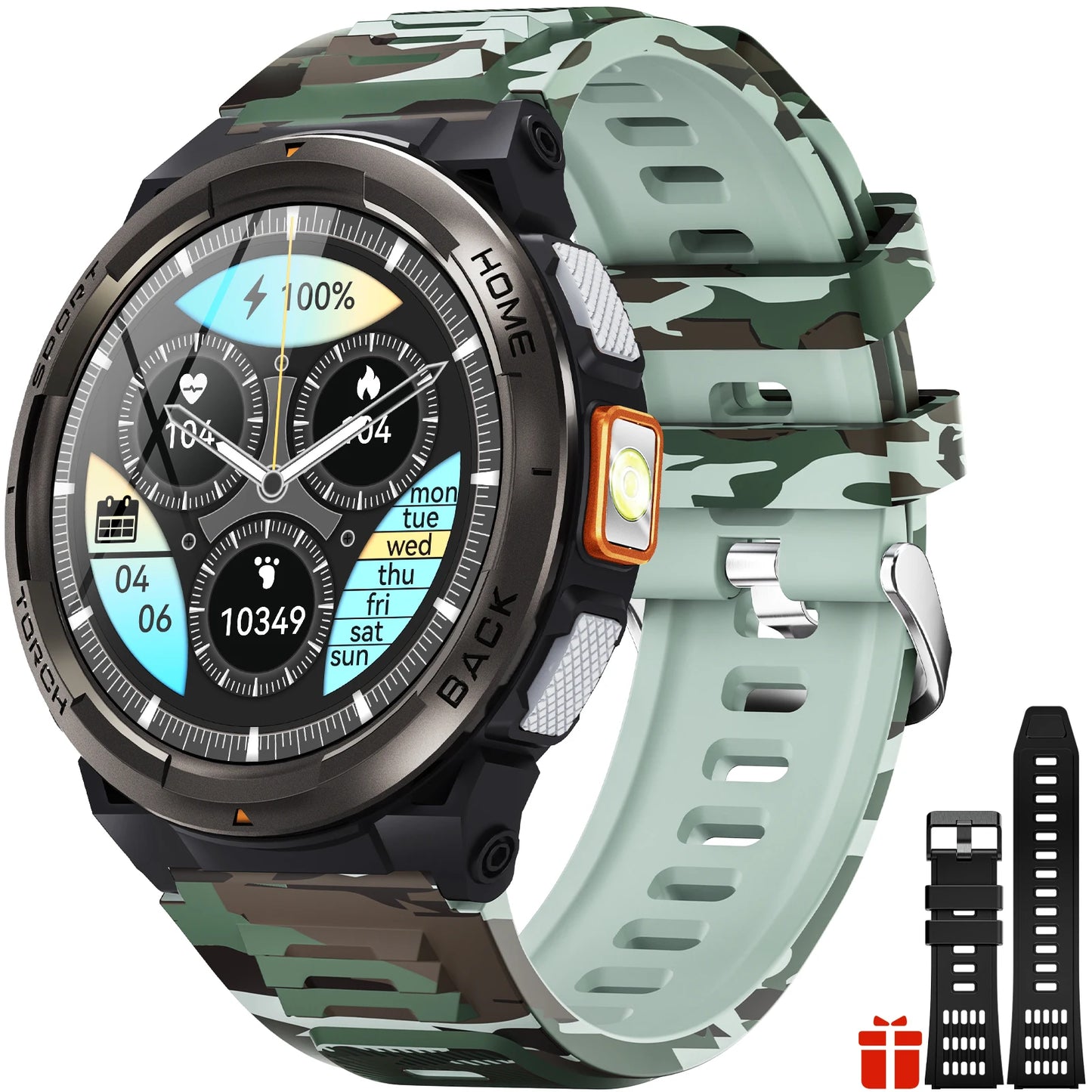 EIGIIS 1.45 Inch Smart Watch KE5 3ATM Waterproof Original Design with Activity Tracker and Leather Band