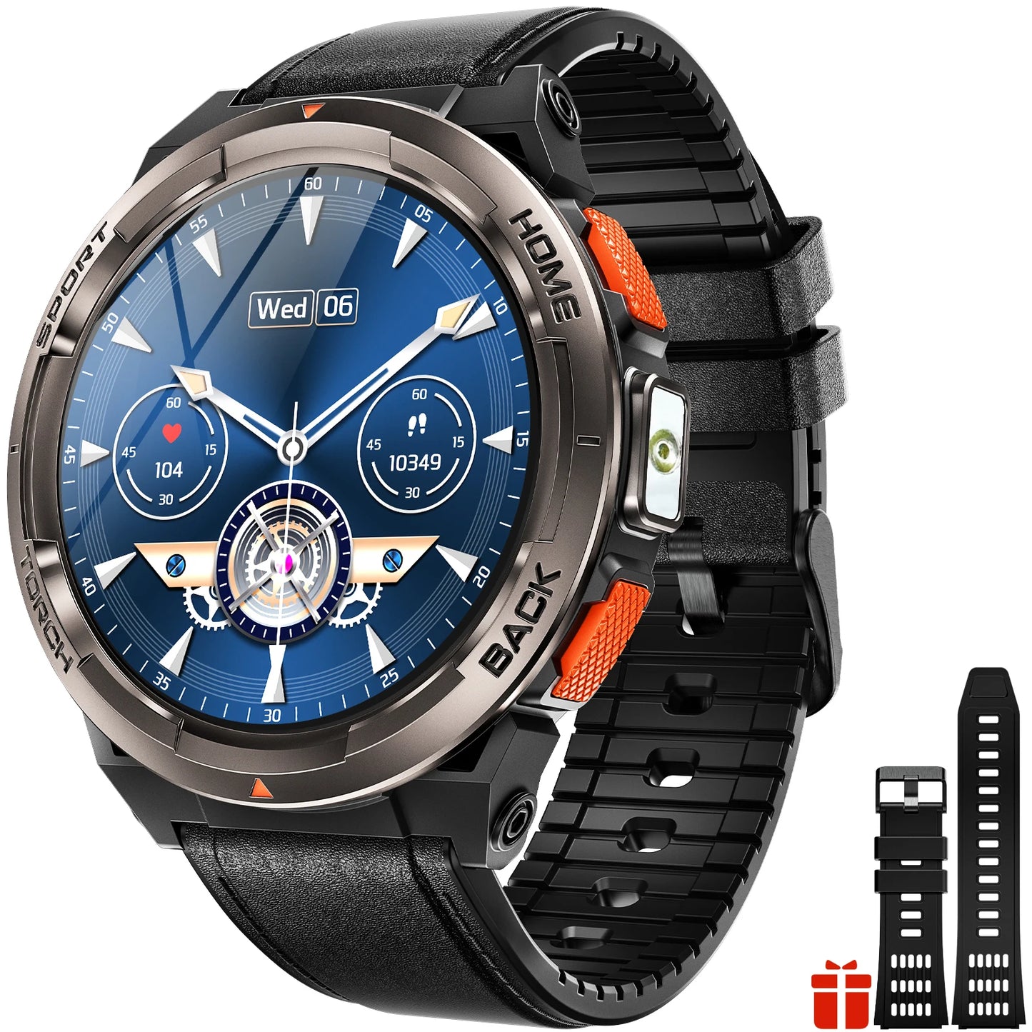 EIGIIS 1.45 Inch Smart Watch KE5 3ATM Waterproof Original Design with Activity Tracker and Leather Band