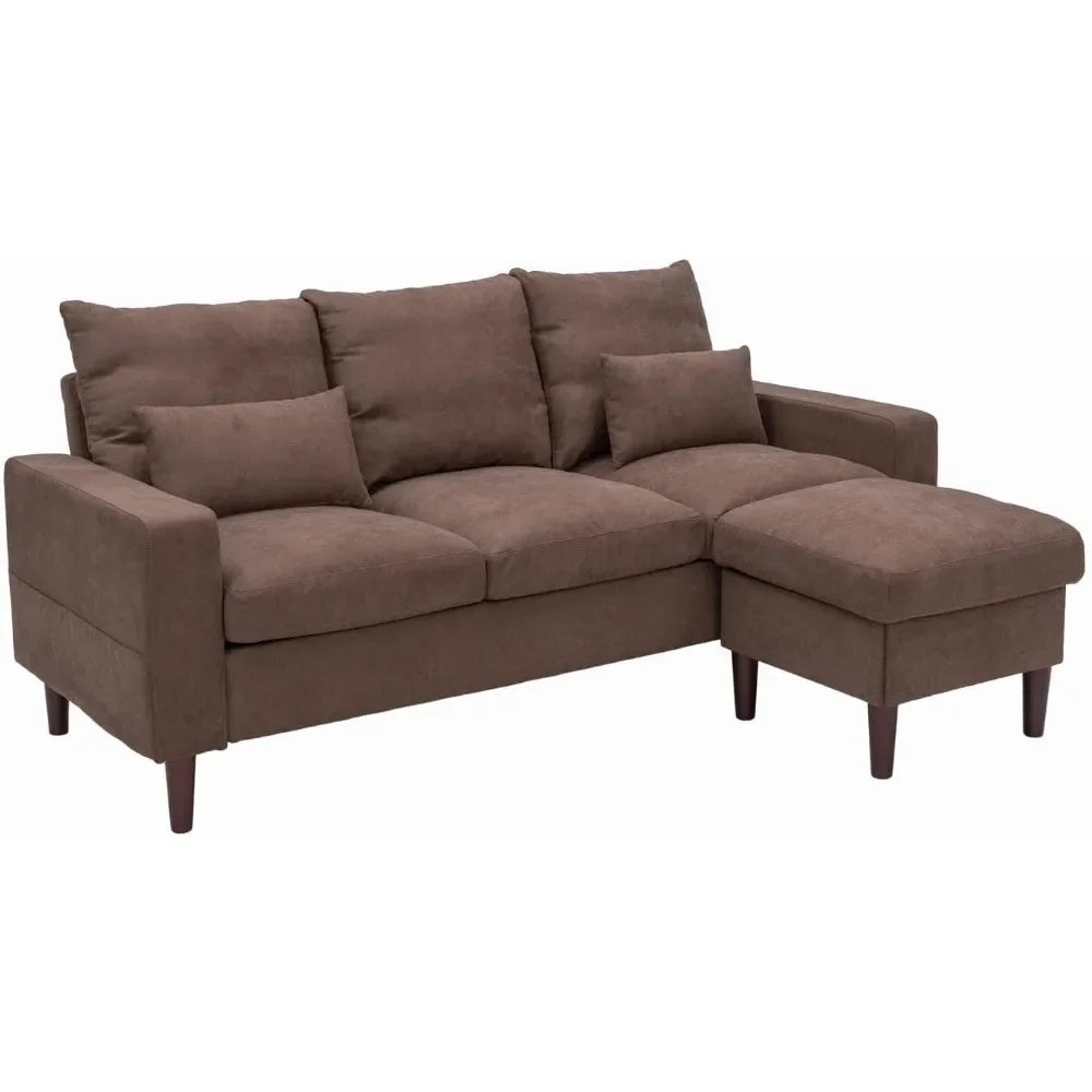 3 Seater L Shape Sofa Set with Ottoman Footstool for Small Spaces