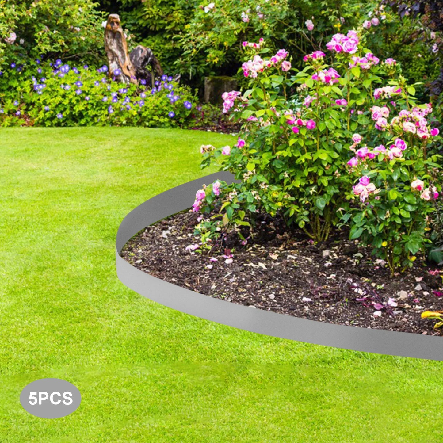 5 Pcs 4" x 39" Lawn Edging Kit, Steel Landscape Edging Barriers, Metal Garden Edging Border, Lawn Edge for Garden Yard
