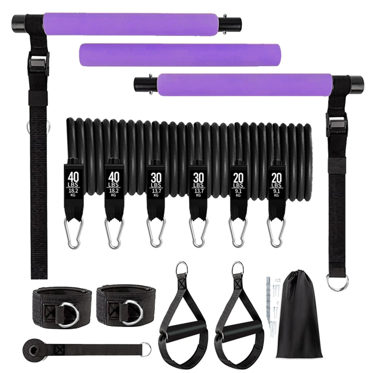 11pcs Portable Pilates Bar Exercise Kit Home