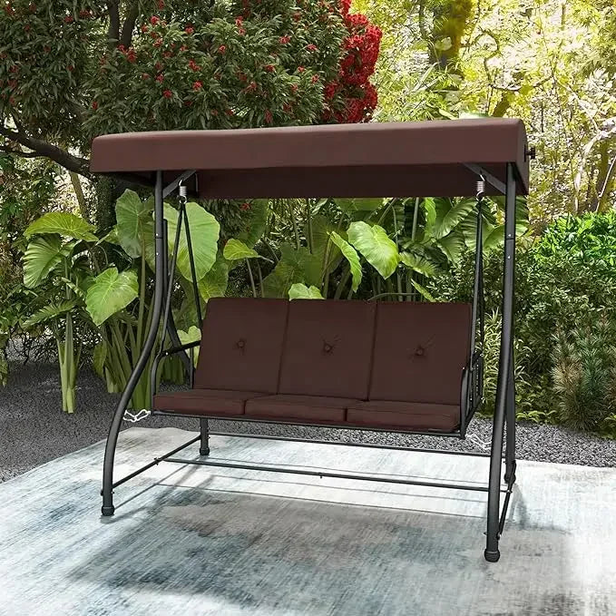 2-in-1 Convertible Patio Swing Bed with Removable Cushions