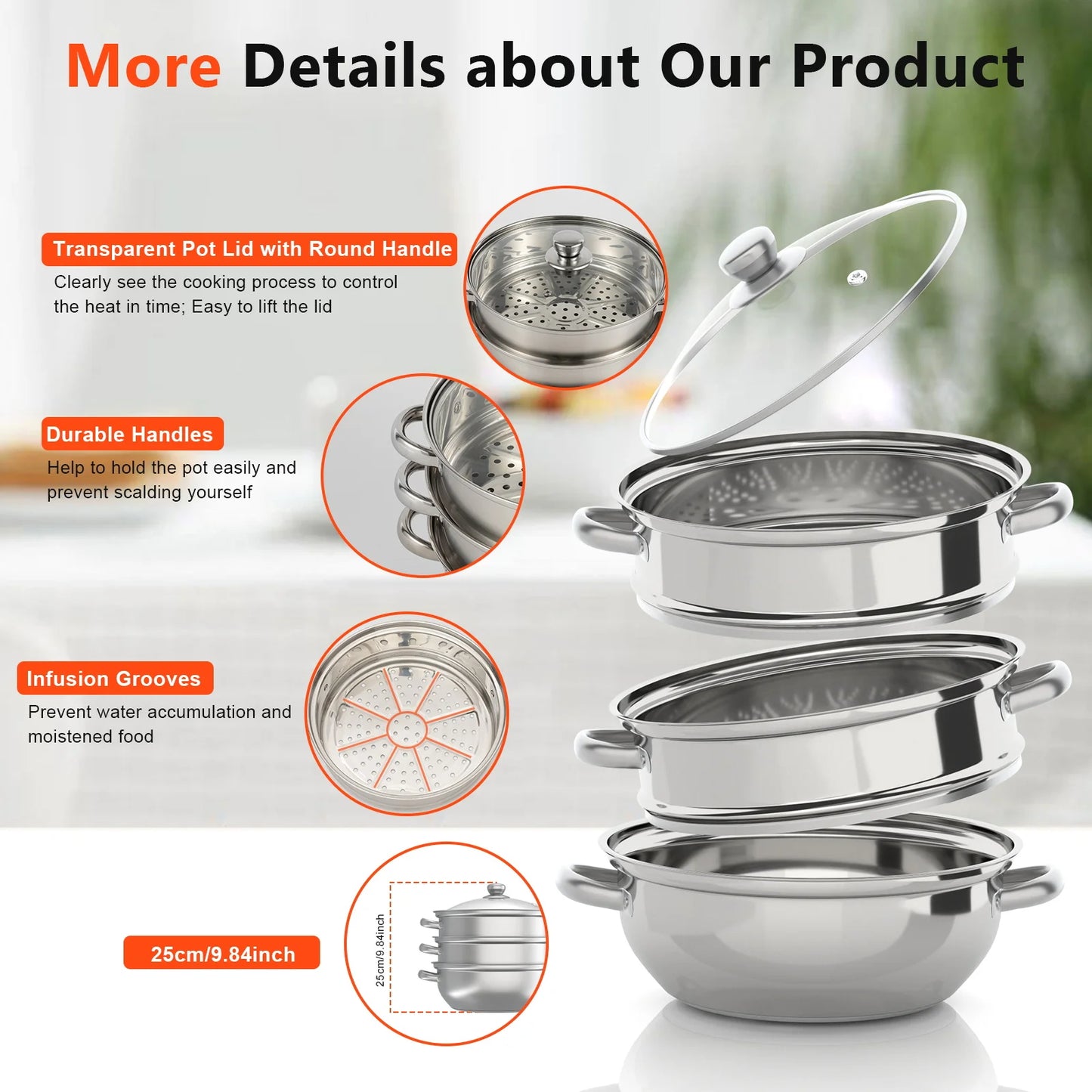 3 Tier Steamer Cooker Steam Pot Set