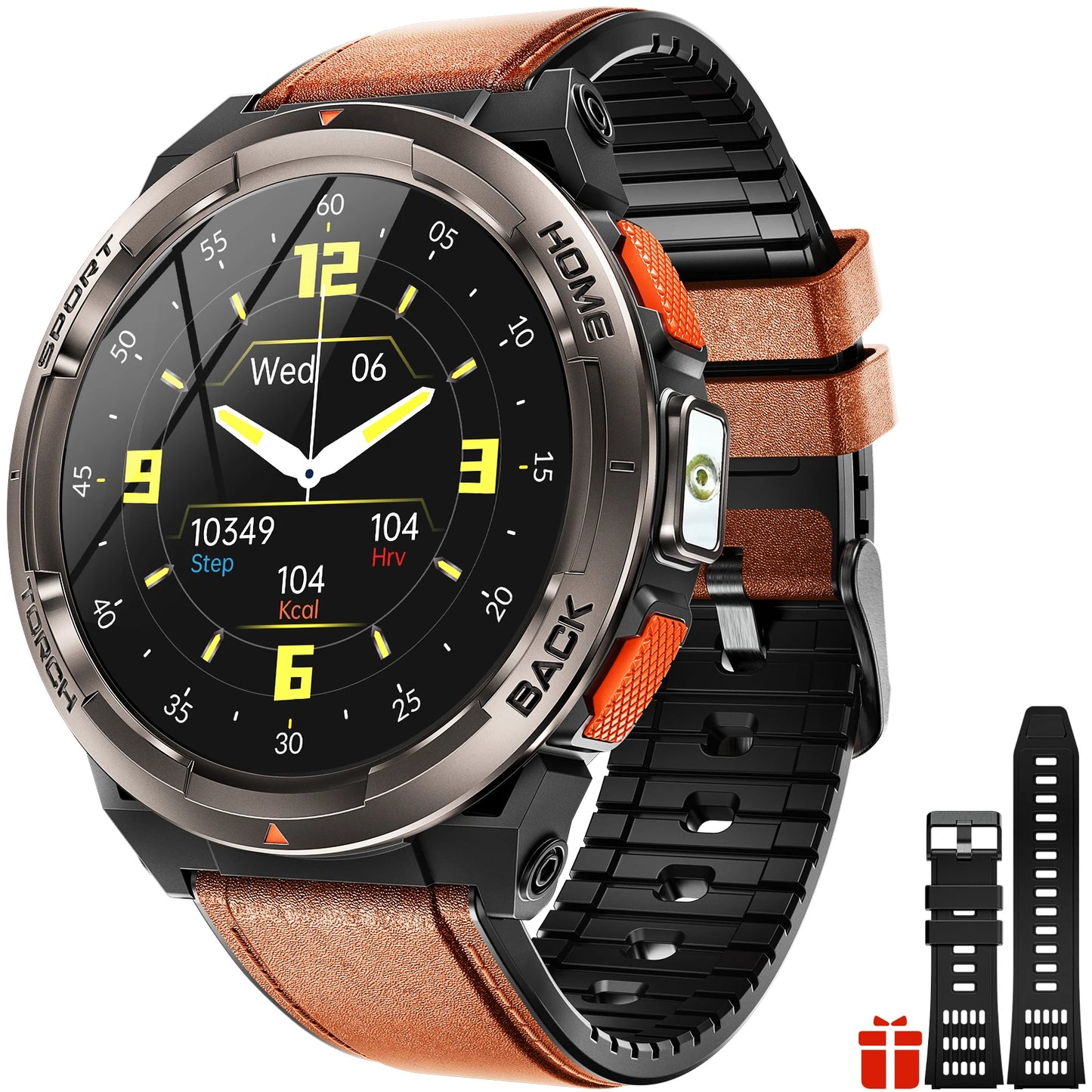 EIGIIS 1.45 Inch Smart Watch KE5 3ATM Waterproof Original Design with Activity Tracker and Leather Band