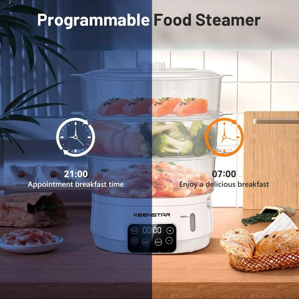 13.7QT Vegetable Steamer with 3 Tiers BPA-Free Baskets,