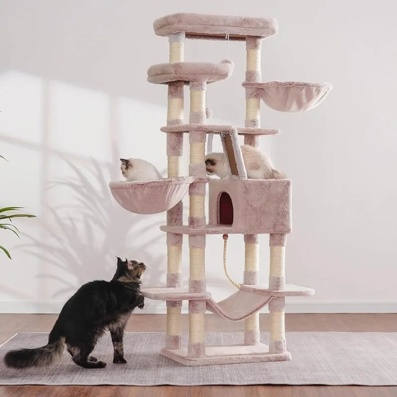 Cat Tree, 68 Inch Multi-Level Cat Tower for Indoor Cats