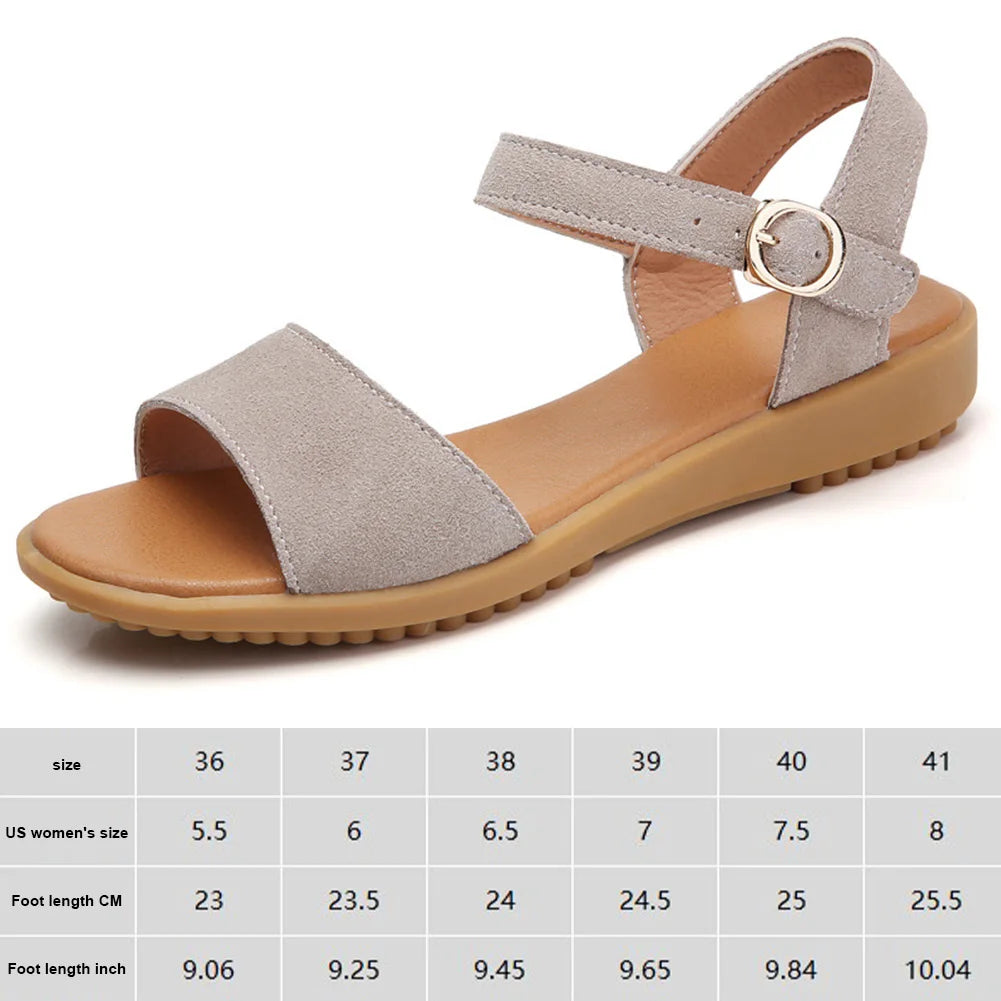 Women Fashion Flat Sandals Ankle Strap Buckle Casual Walking Sandals Open Toe Comfy Summer Footwear