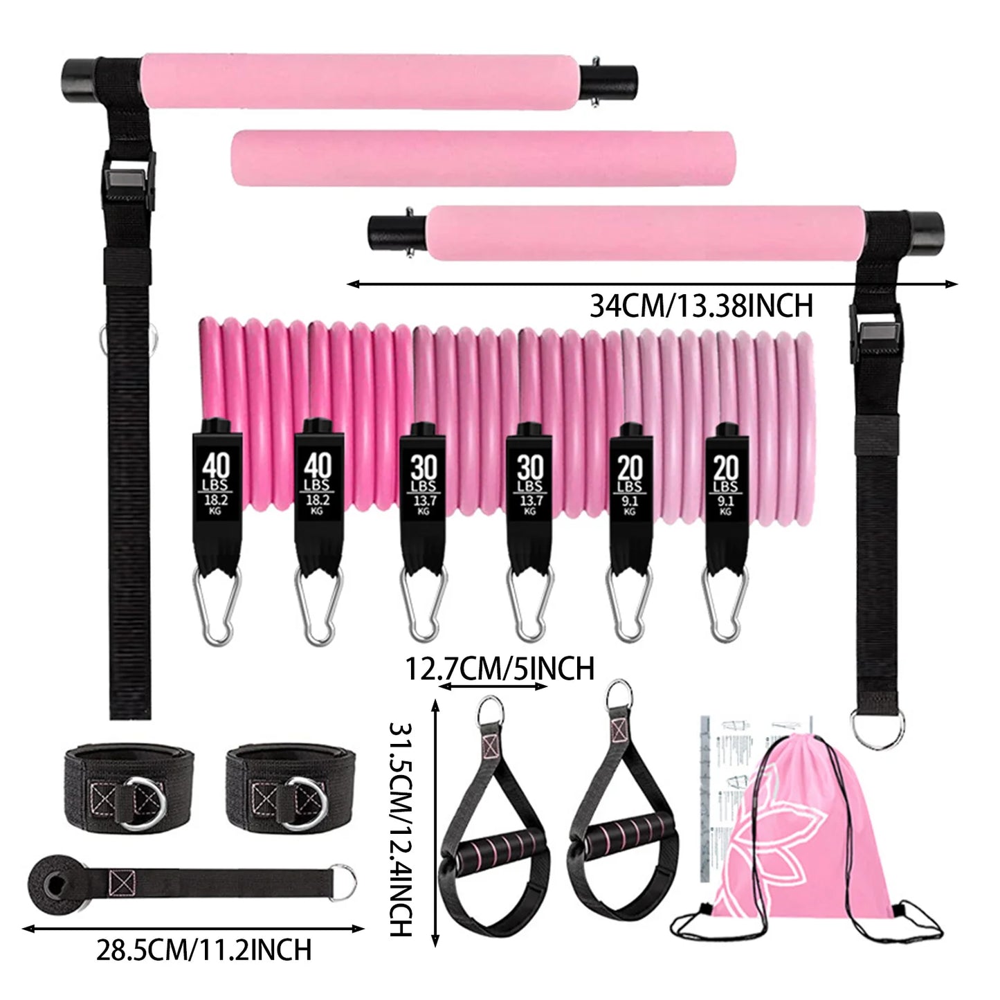 11pcs Portable Pilates Bar Exercise Kit Home