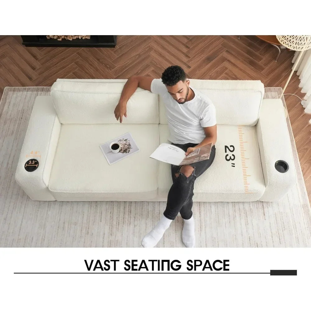 Modern Sofa, 89in Comfy Couch with Cup Holders