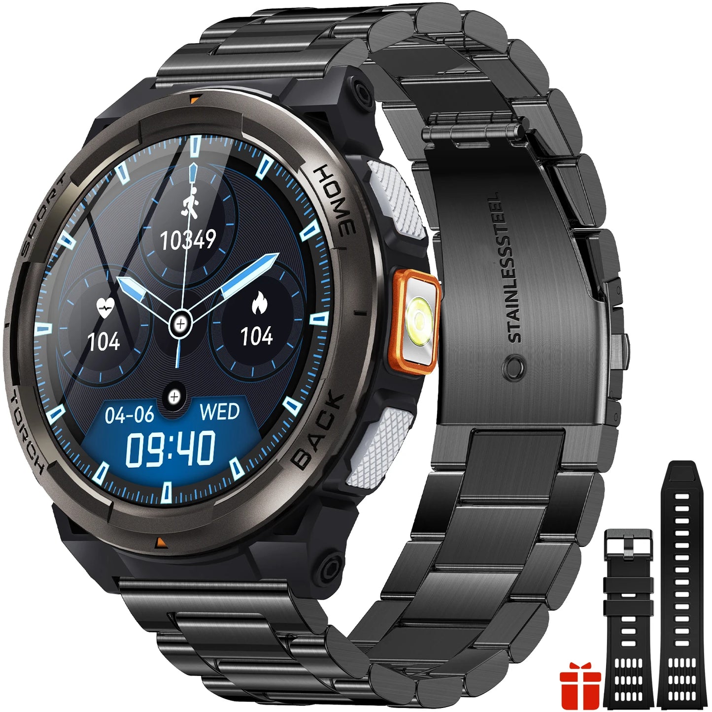 EIGIIS 1.45 Inch Smart Watch KE5 3ATM Waterproof Original Design with Activity Tracker and Leather Band
