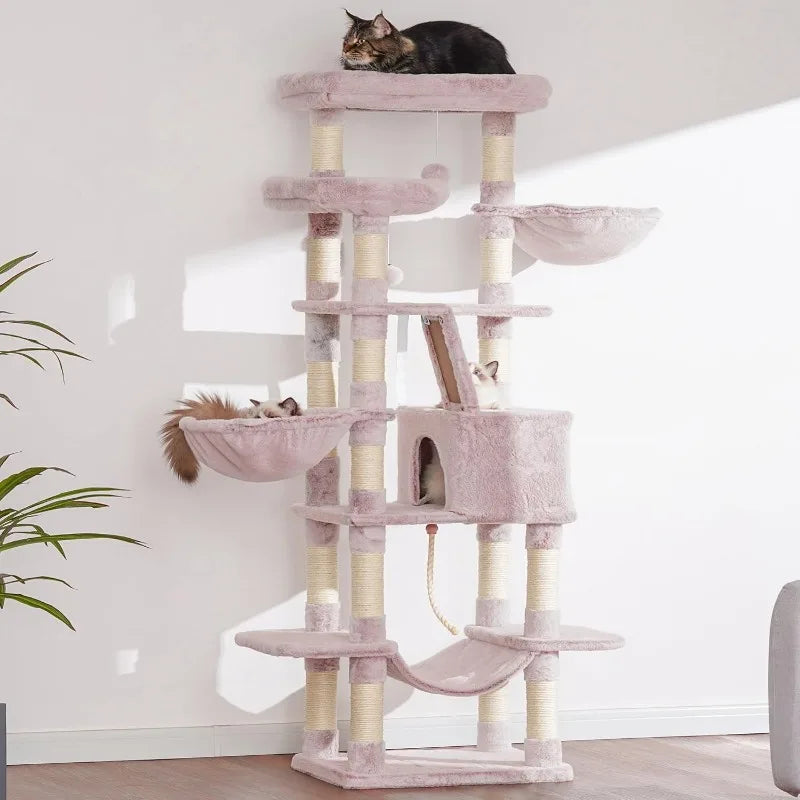 Cat Tree, 68 Inch Multi-Level Cat Tower for Indoor Cats