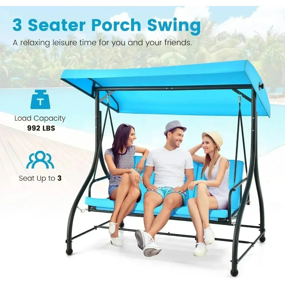 2-in-1 Convertible Patio Swing Bed with Removable Cushions