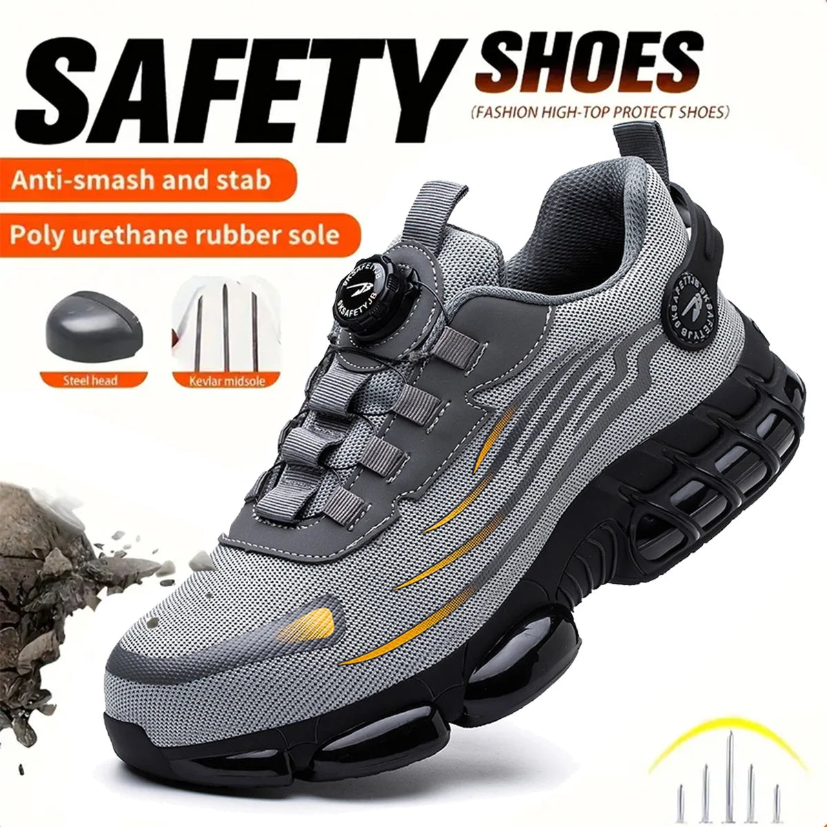 Breathable Lace Free Soft Sole Comfortable Anti Smash Anti Puncture Labour Insurance Shoes
