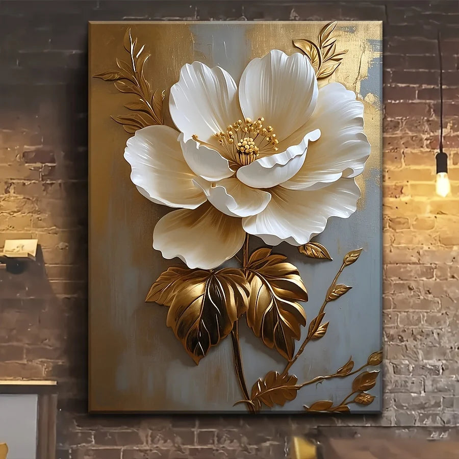 1PC Elegant White Floral Canvas ArtV