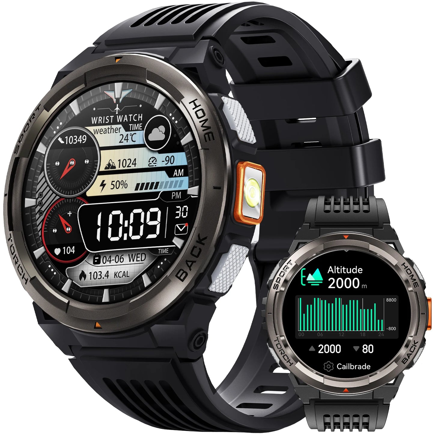 EIGIIS 1.45 Inch Smart Watch KE5 3ATM Waterproof Original Design with Activity Tracker and Leather Band