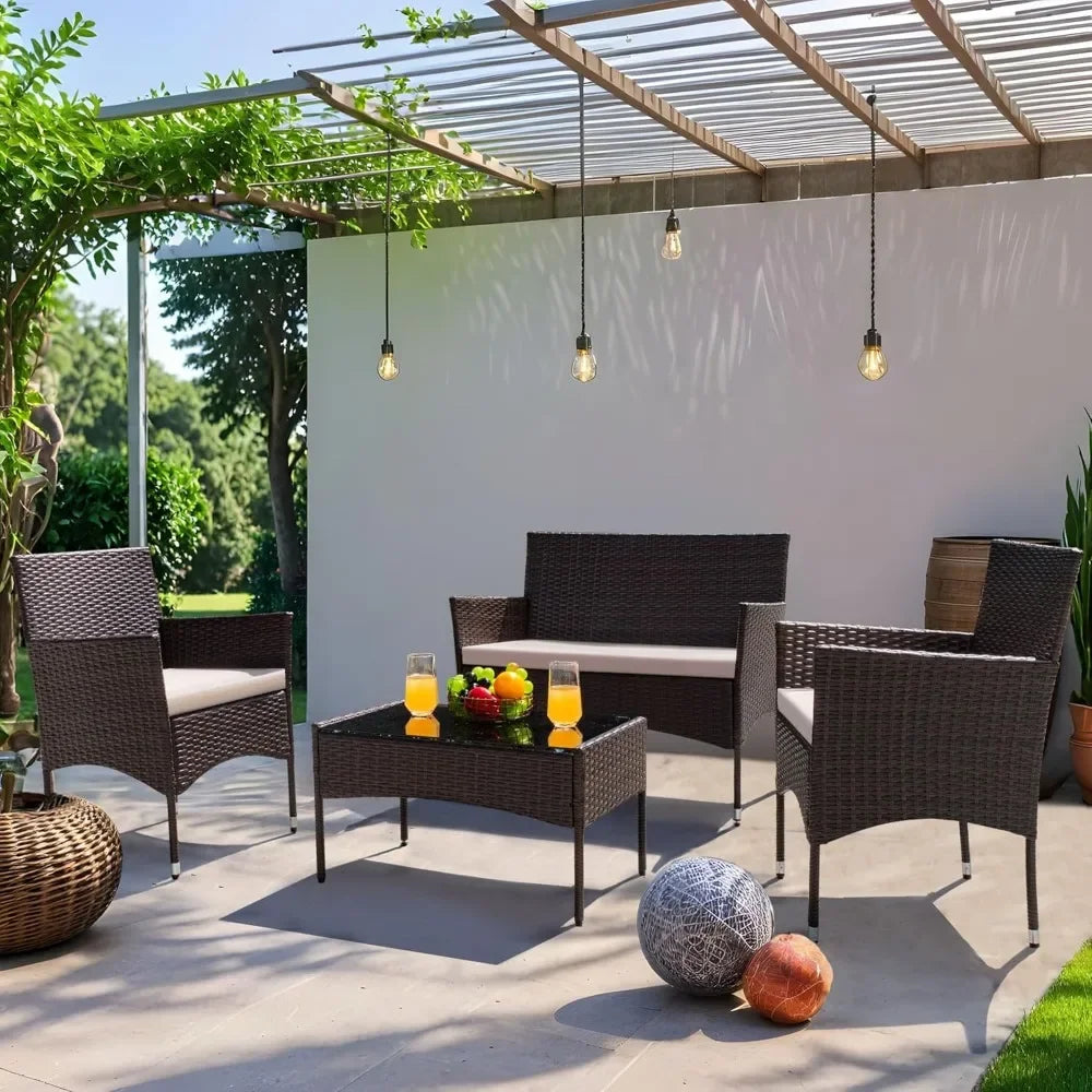 4 Pieces Patio Furniture Outdoor