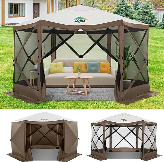 12x12ft Pop Up Gazebo Screen Tent Screen House for Outdoors