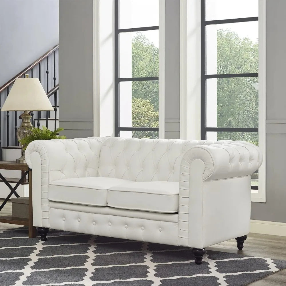 Chesterfield Sofa Set, Modern Double Leather Sofa Collection