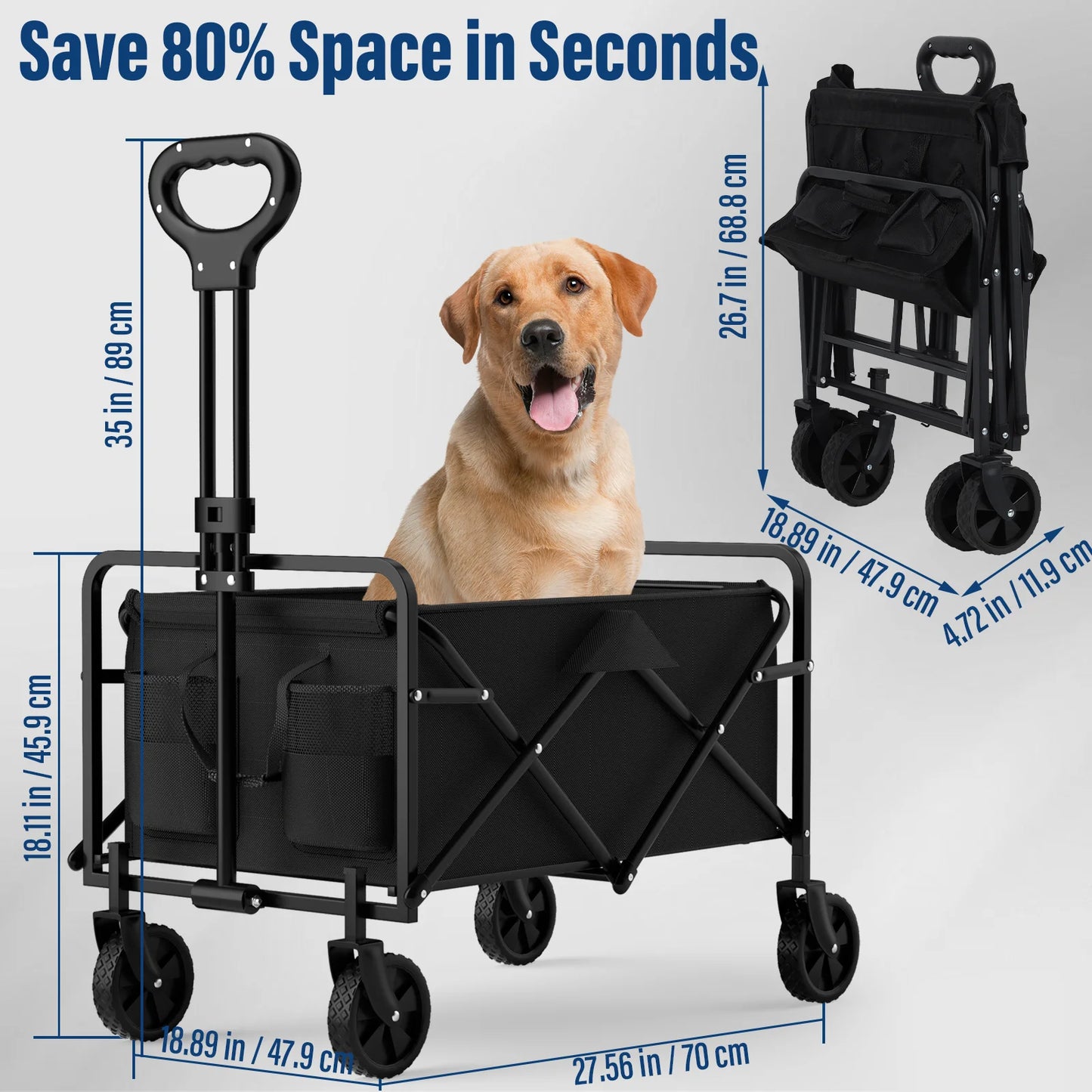 Foldable Handcart with Four Wheels for Easy Cargo Transportation