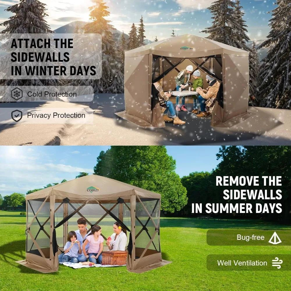 12x12ft Pop Up Gazebo Screen Tent Screen House for Outdoors