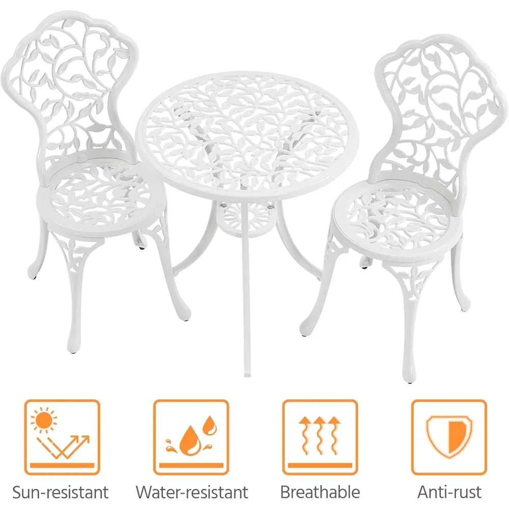 3-Piece Outdoor Bistro Set w/Leaf Design,