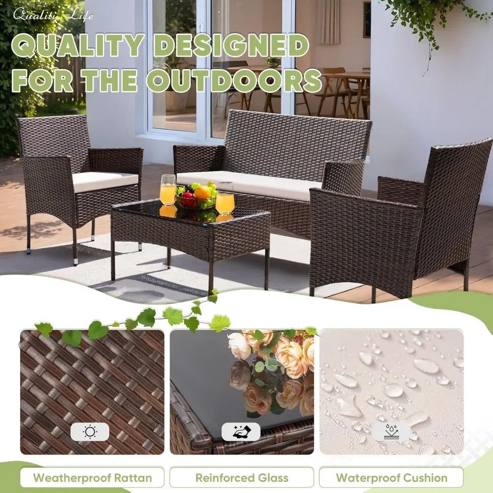4 Pieces Patio Furniture Outdoor