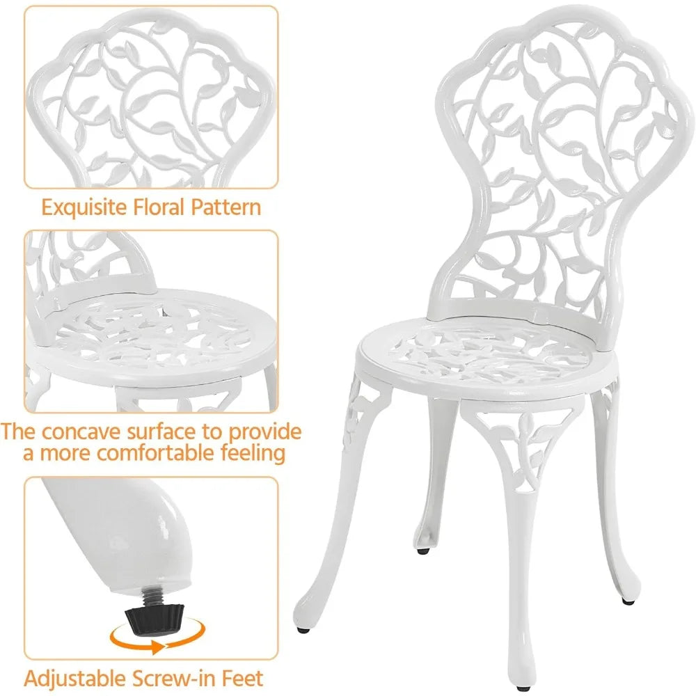 3-Piece Outdoor Bistro Set w/Leaf Design,