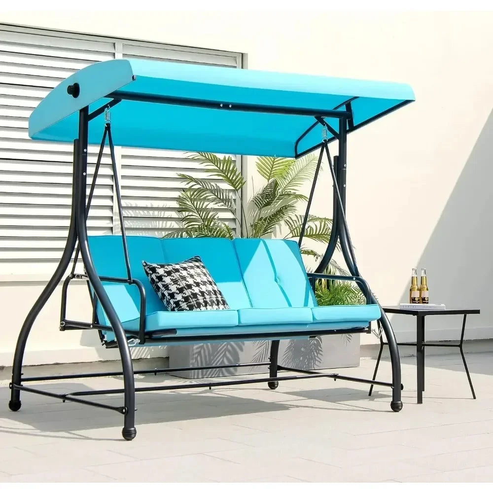 2-in-1 Convertible Patio Swing Bed with Removable Cushions