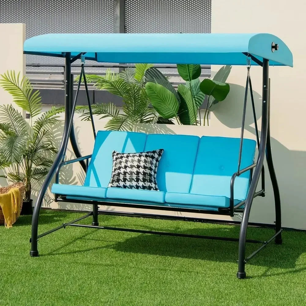 2-in-1 Convertible Patio Swing Bed with Removable Cushions
